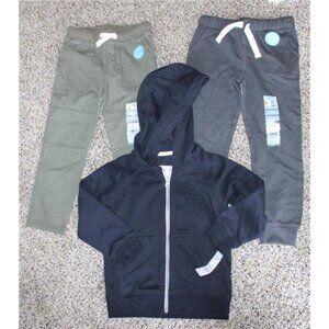 NWT Carter's Size 4T Full Zip Hoodie Gray Knit Pants Olive Green Twill Pants LOT